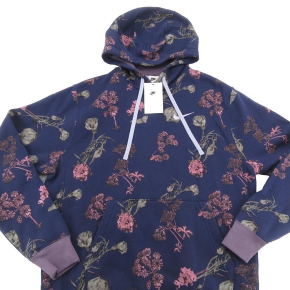 Nike Other - Nike Sportswear Club Fleece Hoodie Mens Size Medium Purple Floral NEW